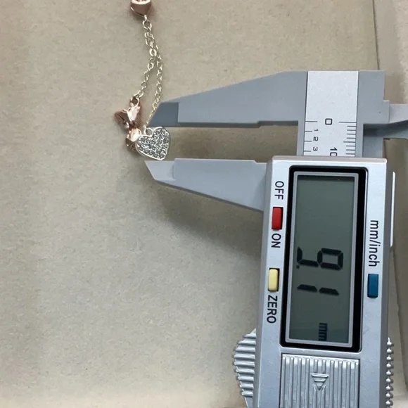 Silver & Rose Gold Tone Pendant Heart & Butterfly - Picture 8 of 8